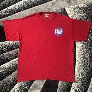 Peace Frogs Fire Rescue Fire Dept. Red T-shirt